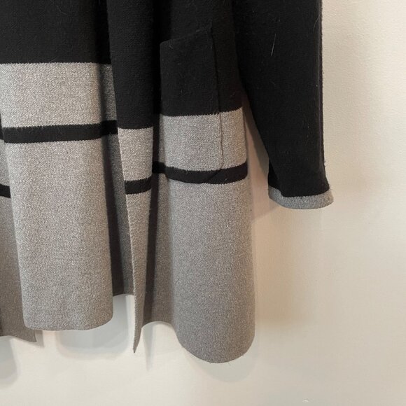 Liz Claiborne Studio Womens XXL Black & Gray Open Front Cardigan Sweater With Po - Picture 2 of 6